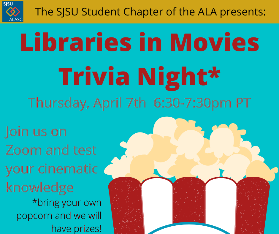 Libraries in Movies Trivia Night event flyer