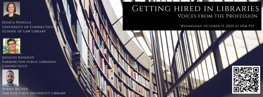 Flyer for Getting Hired in Libraries Event hosted by ASS&T x ALASC on Wednesday October 15th at 6pm