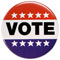red, white, and blue vote button