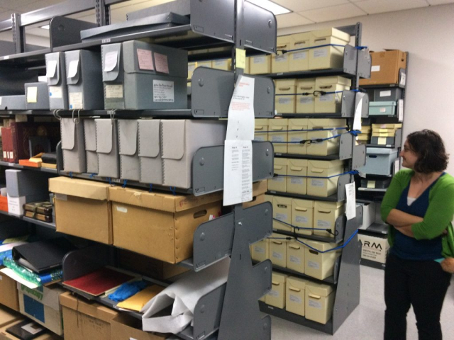 Student in archives room