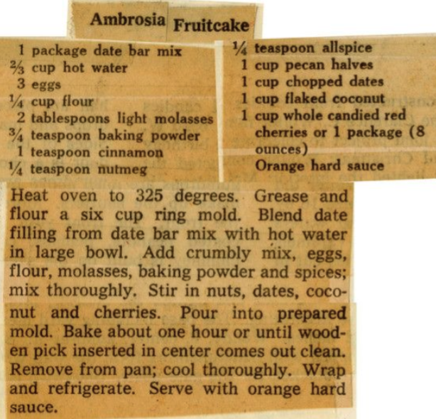 Ambrosia Fruitcake Recipe 