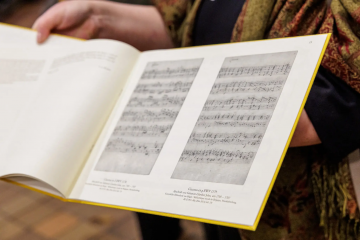 Closeup of Bach score
