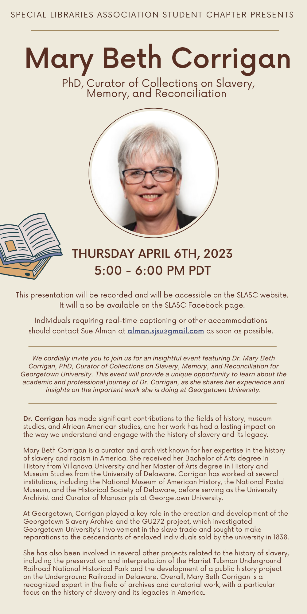Mary Beth Corrigan Event Poster