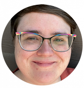 A circular portrait of Rae Eggleston, Web Coordinator for the User Experience Student Group.