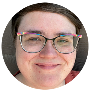 A circular portrait of Rae Eggleston, Web Coordinator for the User Experience Student Group.
