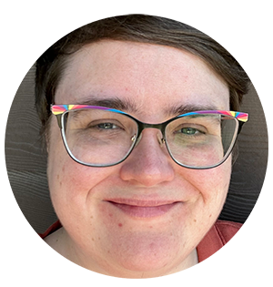 A circular portrait of Rae Eggleston, Web Coordinator for the User Experience Student Group.