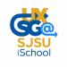 A circular logo for the User Experience Student Group at the San Jose State University School of Information (UXSG @ SJSU iSchool). The logo uses the school's approved web colors.