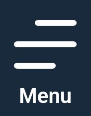 Redesigned hamburger menu: three stacked solid white lines over a dark blue background with the label "Menu".